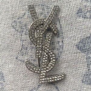 Ysl Silver Crystal Brooch